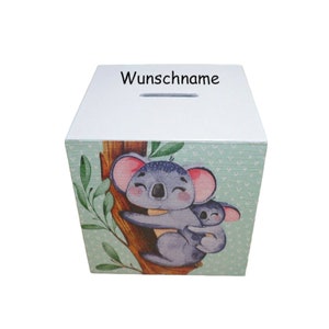 Tirelire cube Koala personnalisée pour enfant 10 x 10 x 10 cm image 1