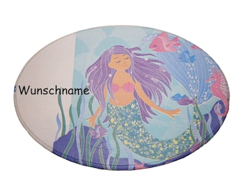 Door sign oval mermaid made of wood