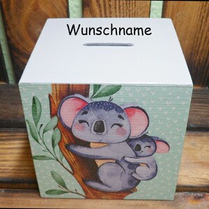 Tirelire cube Koala personnalisée pour enfant 10 x 10 x 10 cm image 2