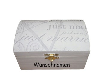 small wooden wedding chest Just Married personalized
