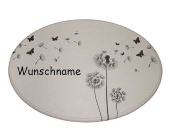 Door sign oval dandelions black and white