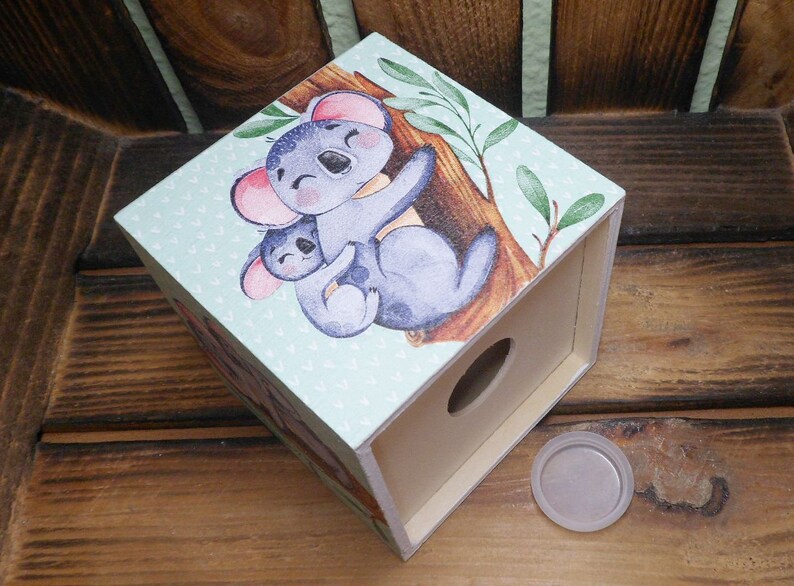 Tirelire cube Koala personnalisée pour enfant 10 x 10 x 10 cm image 6