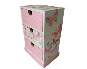 Wooden butterflies mini dresser for storage