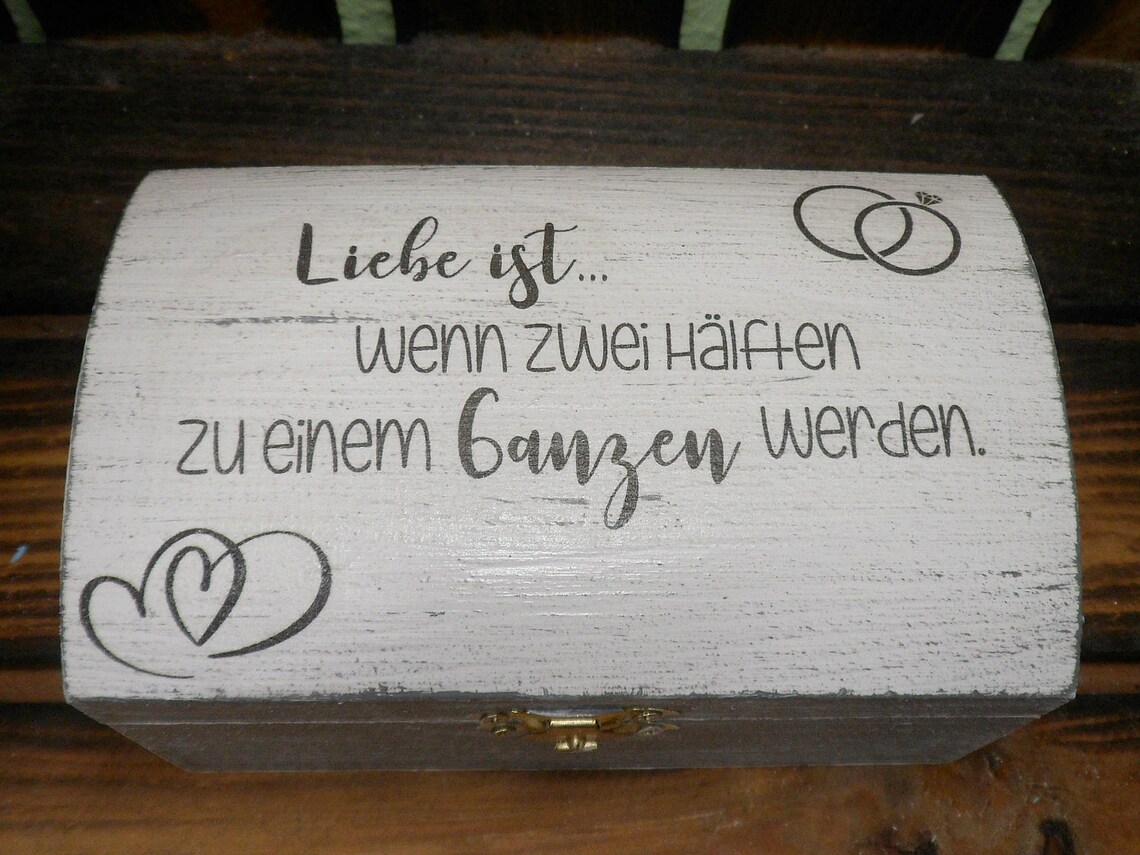 Kleine Truhe mit Spruch für die Hochzeit personalisiert mit Etsy.de