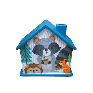 Money Box House Raccoon Forest Animals with Name 10x10x5cm