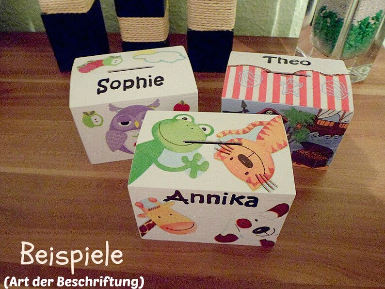 Spardose Haus mit Einhorn für Kinder mit Namen 10x10x5cm Bild 5