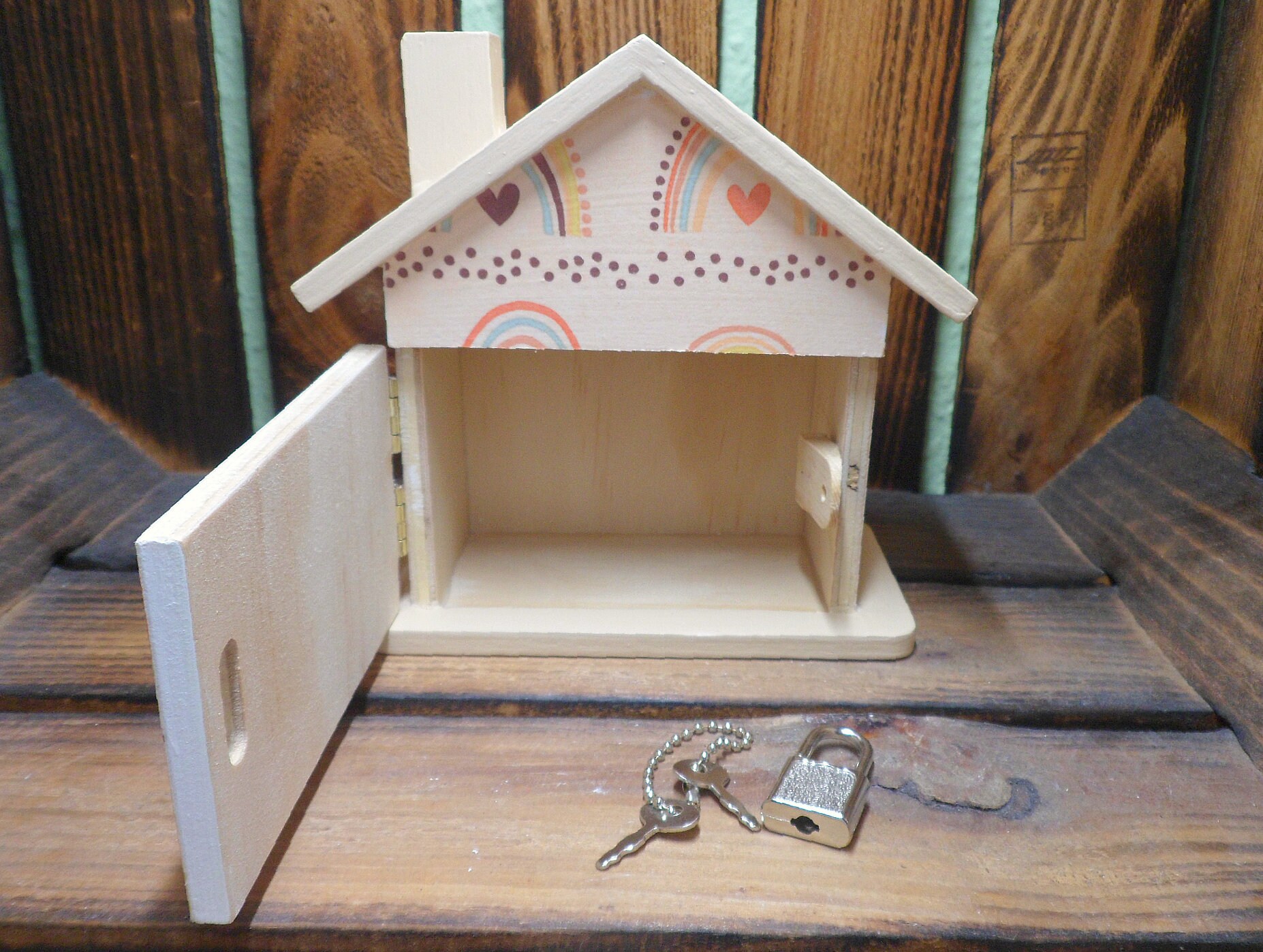 Money Box House With Rainbow Personalized 15 X 8 X 14.5 Cm - Etsy