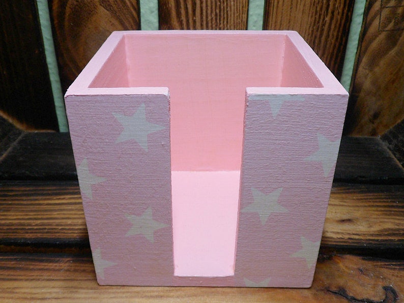 Zettelbox Sterne rosa aus Holz Bild 3