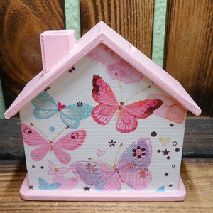 Tirelire maison avec papillons personnalisée 10x10x5cm image 2