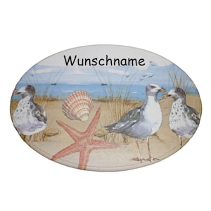 Personalized oval wooden seagull door sign