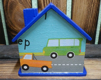 Money box house cars 10x10x5cm