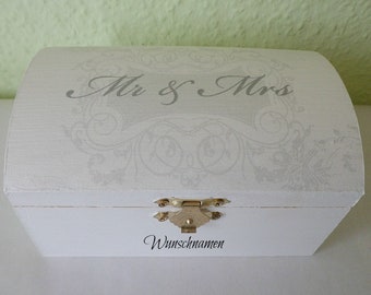 Kleine Truhe mit Spruch für die Hochzeit personalisiert mit Etsy