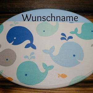 Türschild oval Wal blau Bild 2