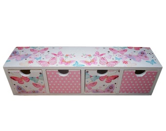 Wooden butterflies mini dresser for storage