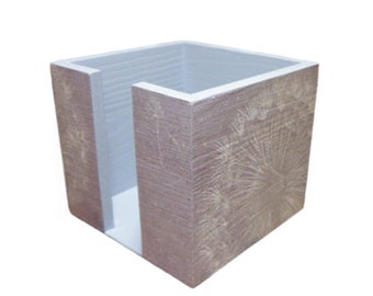 Zettelbox aus Holz mit Pusteblume grau