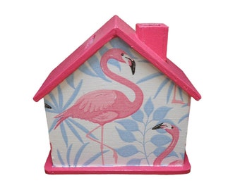 Money box house flamingo 10x10x5cm
