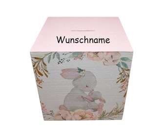 Spardose Hase personalisiert für Kinder 12 x 12 x 12cm