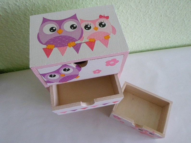 Mini commode hibou en bois pour rangement image 5