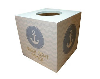 Tissue box, cosmetic tissue box anchor
