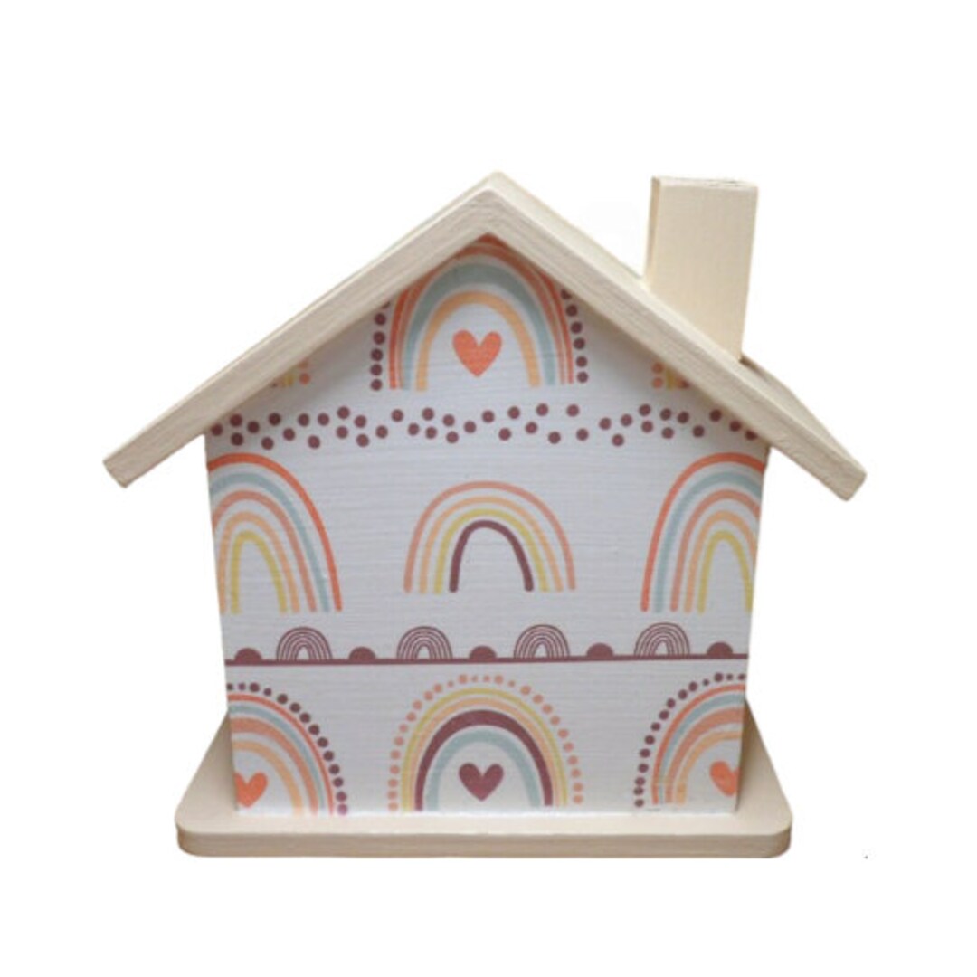 Money Box House With Rainbow Personalized 15 X 8 X 14.5 Cm - Etsy