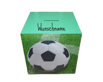 Salvadanaio calcio con nome personalizzato per bambini 12 x 12 x 12 cm