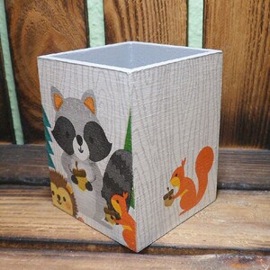 Ensemble de boîtes à crayons, petit coffre en bois renard raton laveur comme aide à l'organisation du bureau image 5