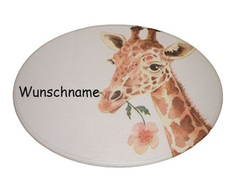 Türschild oval Giraffe aus Holz personalisiert