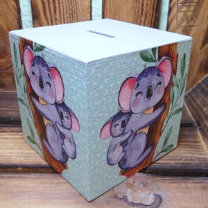 Tirelire cube Koala personnalisée pour enfant 10 x 10 x 10 cm image 5