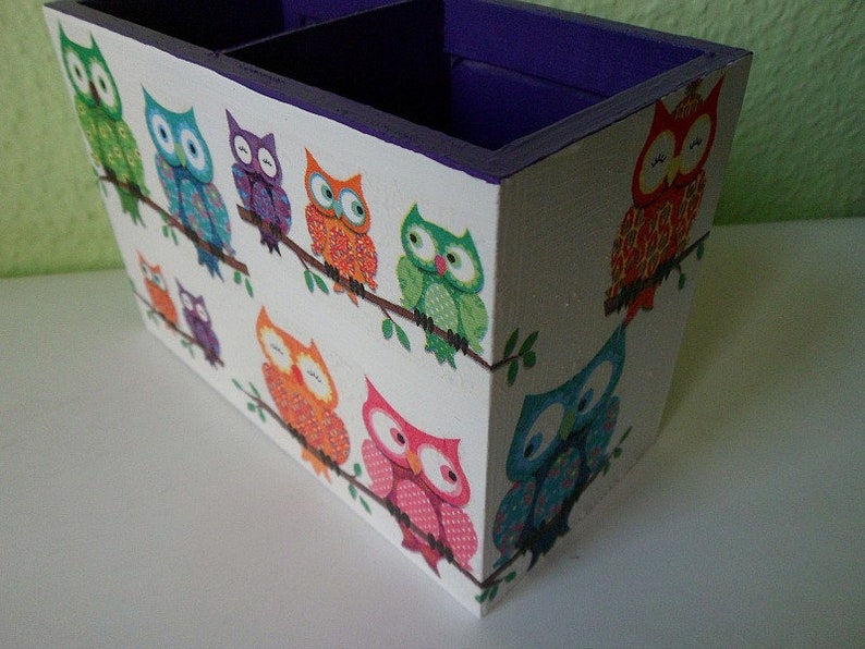 Boîte à ustensiles boîte à stylos hiboux violet image 5