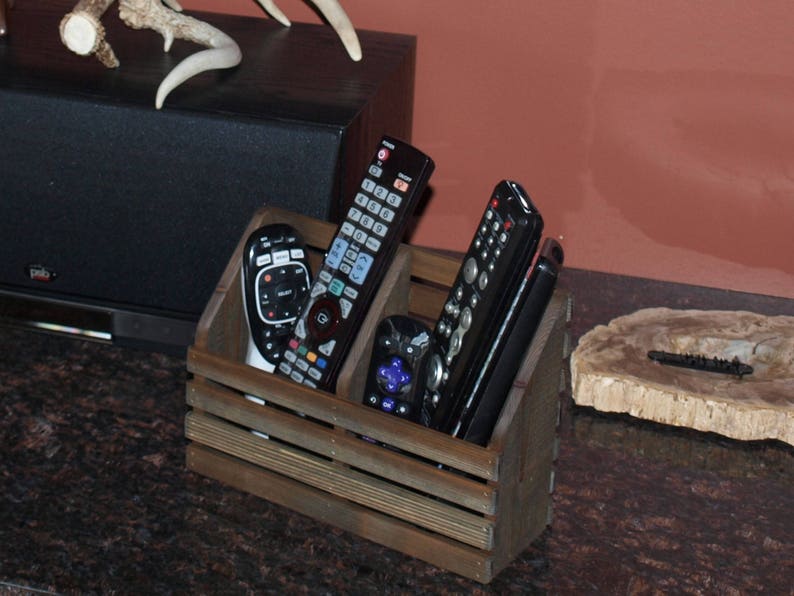 TV Remote Holder Espresso Stained Remote Holder Remote Caddy Etsy
