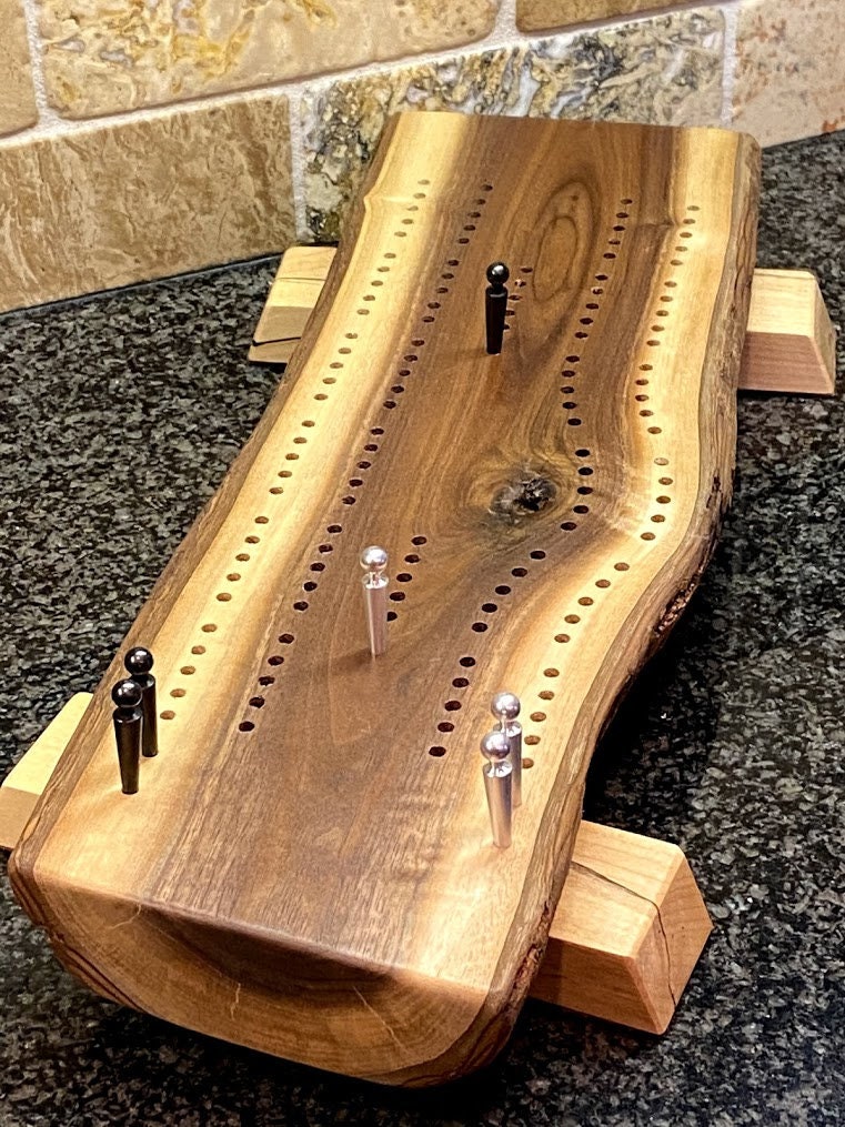 Cribbage Board Natural Solid Black Walnut Cribbage Board Etsy