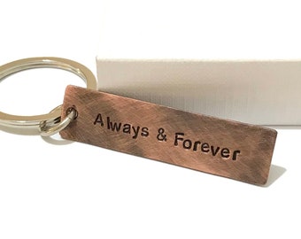 ALWAYS AND FOREVER couple keychain - Hand Stamped Personalized Couples Keychain - Gift For boyrfriend - Anniversary gift - wedding gift