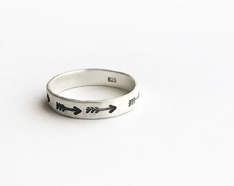 PIJLRING - Sterling zilveren 3mm aangepaste ringband - Geheime boodschap - Binnen gegraveerde ring - Gepersonaliseerde sierlijke ring - zilveren stapelring