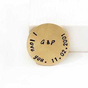 TE AMO Abrazo de bolsillo - Regalo de boda Novio de la novia - Recuerdo personalizado - Moneda de bolsillo estampada - Te amo más regalo - Te amo más ficha -