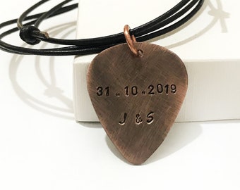 CUSTOM GUITAR PICK Necklace - Anniversary Gift for him - Personalized Guitar Pick Jewelry - Birthday gift for him - Father's Day Gift