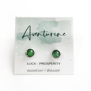Ohrstecker - 6mm Grün Aventurin Sterling Silber Ohrstecker - Edelstein Ohrstecker - Postback Ohr - Perfekte Geschenke für Sie