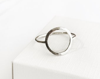 OPEN CIRCLE RING - Sterling Silver Circle Ring - Karma Ring - Statement Ring - Geometric Ring - Minimalist Circle Ring - Gifts for Women