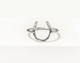 HAMMERED HORSESHOE RING - 925 Sterling Silver Horseshoe Ring - Luck Ring - Simple - Lucky Gift For Her - Gift for Mother - Mothers Day Gift