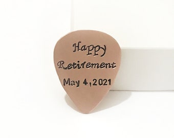 RETIREMENT GIFT for Men Boss - Custom Guitar Pick - Customized Guitar Plectrums - Guitar Player Gift - Retirement Party Gifts - Pocket Coin