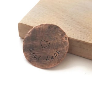Good Luck Mens Personalized Gift, Custom Pocket Coin, Graduation Gift, Travel Gift, Pocket Token, Wallet Insert, Gift for Men Women,