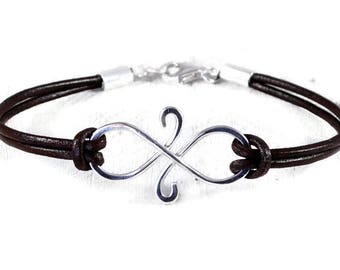 Celtic Infinity Friendship Bracelet, Sterling Silver Infinity Bracelet, Leather Bracelet for Women. Sisters Jewelry, Custom Bracelet for Her