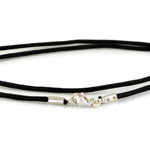 Mens Cord Choker. Sterling Silver. Simple Choker. Simple Necklace. Mens Choker. Womens Choker. Gift For Him. Gift For Her. Black Choker. image 2