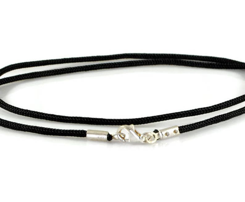 Mens Cord Choker. Sterling Silver. Simple Choker. Simple Necklace. Mens Choker. Womens Choker. Gift For Him. Gift For Her. Black Choker. image 2