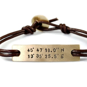 Personalisierte Koordinaten Armband, Breitengrad Längengrad Armband, kundenspezifische Koordinaten Armband, gravierte Armband zum Jahrestag, Geschenk für Männer