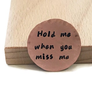 Mens Personalized Copper Pocket Token, Long Distance Relationship, Hand Stamped Gift For Him, Engraved Pocket Coin, Custom Golf Ball Marker image 1