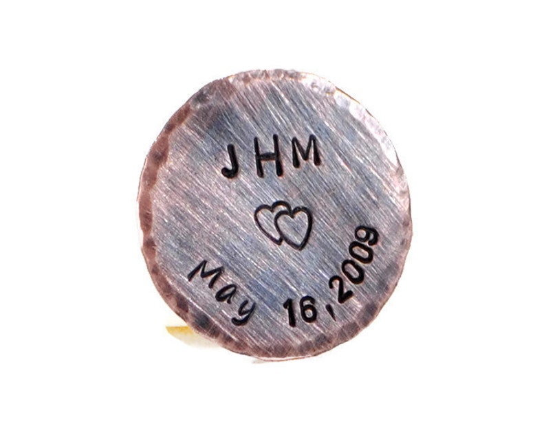 Personalized Copper Pocket Token, Anniversary Gift, Hand Stamped Gift For Him, Engraved Pocket Coin, Custom Golf Ball Marker, Wedding Gift image 1