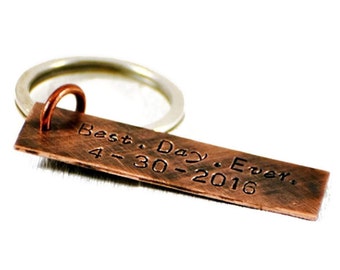 Rustic Keychain. Copper Tag Keychain. Personalised Keyring. Custom Mens KeyRing. Gift for him.Gift For Her.Valentines Gift.Personalised Gift