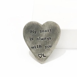 Toujours avec vous - Jeton câlin coeur de poche personnalisé - Pièce Je t&#39;aimerai toujours - Cadeaux pour les relations à distance