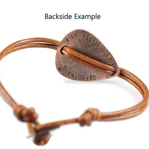 Personalized Mens Bracelet. Guitar Pick Bracelet. Custom Bracelet. Leather Bracelet. Engraved Bracelet.Copper Bracelet.Birthday Gift For Him image 3