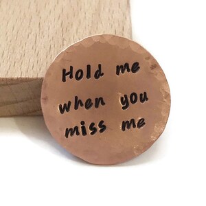 Mens Personalized Copper Pocket Token, Long Distance Relationship, Hand Stamped Gift For Him, Engraved Pocket Coin, Custom Golf Ball Marker image 2